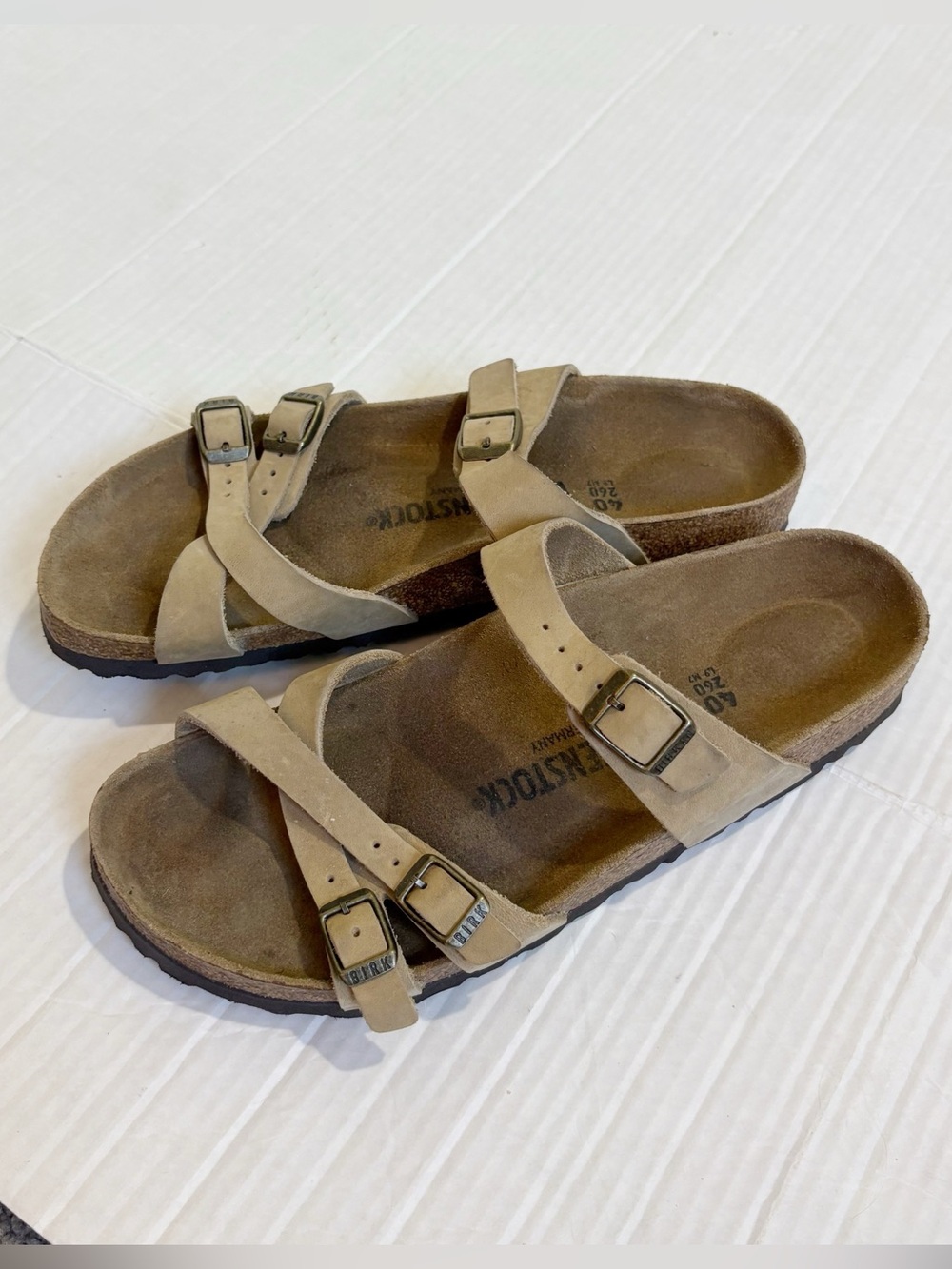 Birkenstock Franca Tobacco Brown Leather Sandals Size 9 9.5 Size EU 40 Boho Tan